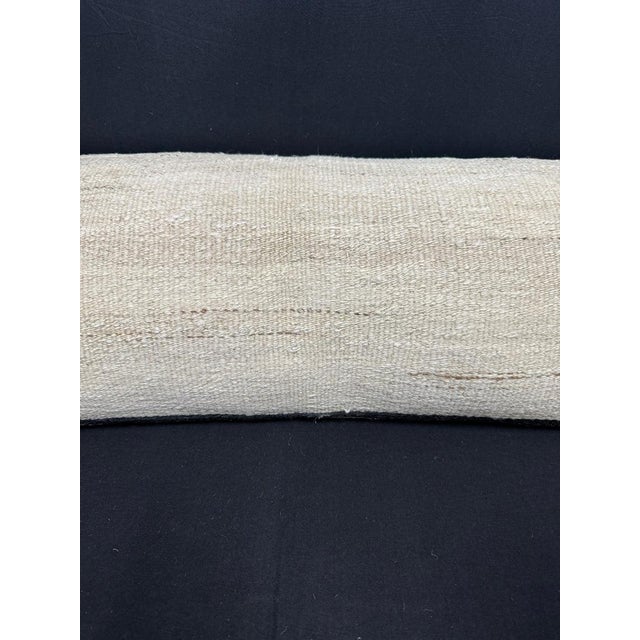 Contemporary Turkish Hemp Pillow Cushion Natural Beige Black Cushion Cover 14"x40" For Sale - Image 3 of 4