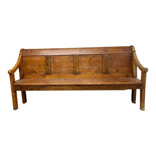 19th Century English Pitch Pine Bench For Sale