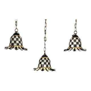 Authentic MacKenzie-Childs Courtly Check Pendant Lights For Sale