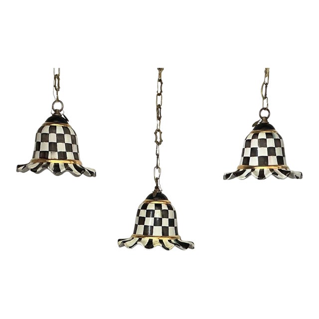Authentic MacKenzie-Childs Courtly Check Pendant Lights For Sale