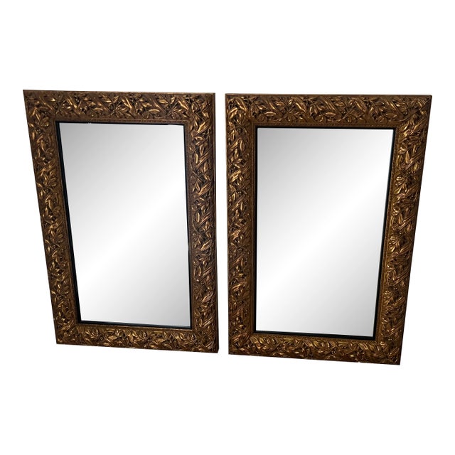 Pair of Custom Made Gold Mirrors — Can Be Sold as a Pair or Separately For Sale