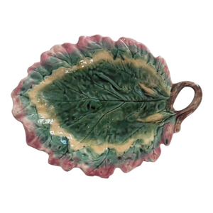 Antique 19th C. Etruscan Majolica Begonia Leaf Platter - Griffen, Smith & Hill