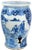 This is a beautiful blue and white porcelain garden stool in a "Baluster" shape stool with a a large vignette panel of...
