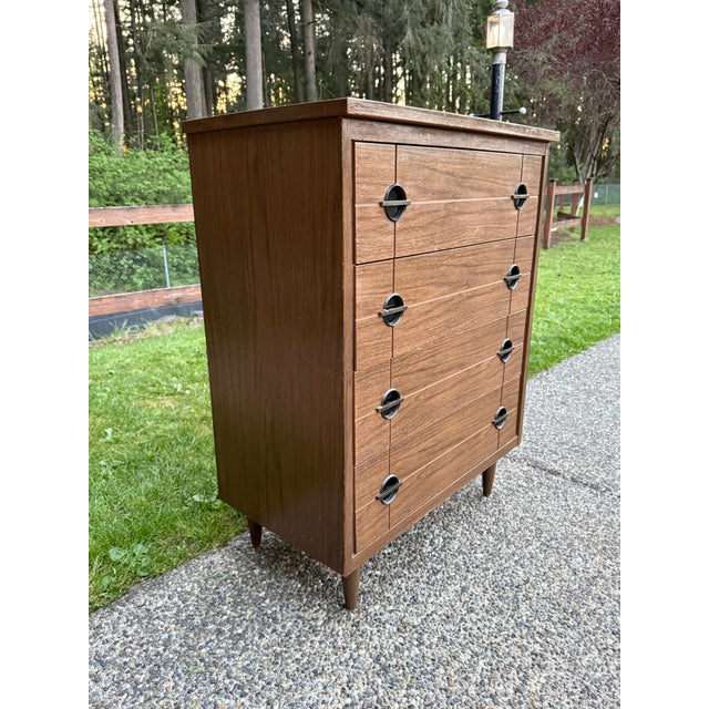 Likely 1960s Mid-Century Modern Possibly Walnut Highboy Dresser For Sale - Image 10 of 10