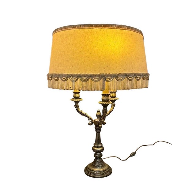 Metal Louis XVI Style Gilded Bronze Table Lamp, France For Sale - Image 7 of 7