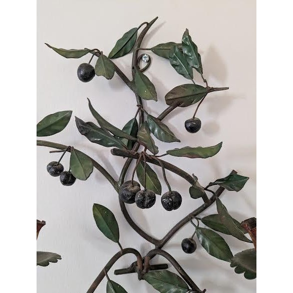 Pair of Antique Italian Wall Sconces;Toleware and Iron; Leaf and Branch Design For Sale In New York - Image 6 of 9