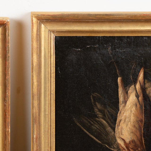 Wood Late 18th Century Pair of Original Oil on Canvas Still Life Paintings of Fruit and Fowl For Sale - Image 7 of 14