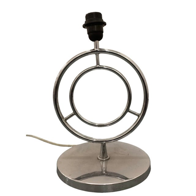 Chromed Italian Table Lamp: a virtual riot of geometric shapes and a triumph of between-the-wars modern design. His chrome...