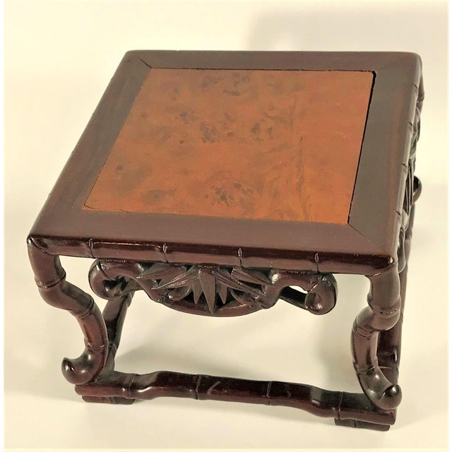 Chinese Vintage Chinese Rosewood Stand With Burl Top For Sale - Image 3 of 8