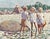 Henry Benson, Large Oil Painting Beach Scene with Children Henry Benson Americana Art Seashore For Sale