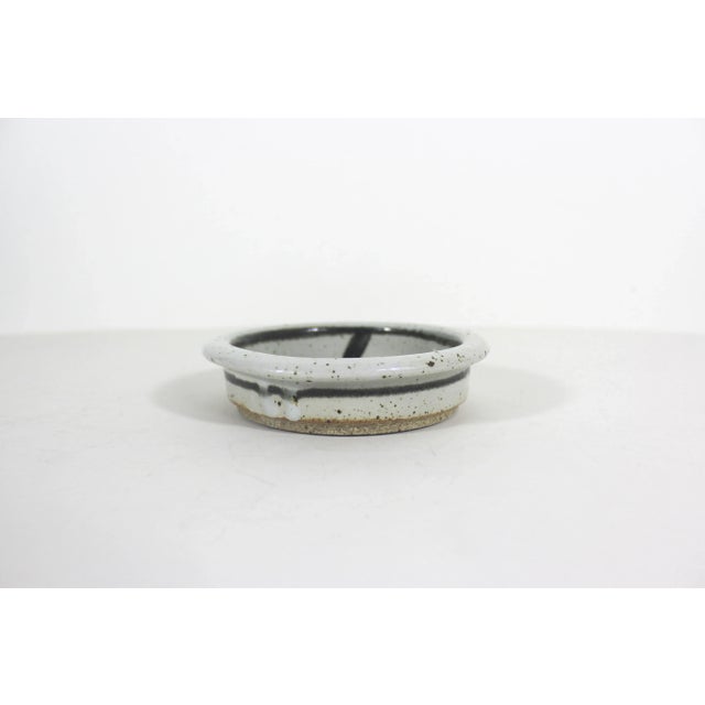 Abstract Vintage Signed Eva Mlcak Studio Pottery Dish Candle Holder Bottle Coster Bowl For Sale - Image 3 of 9