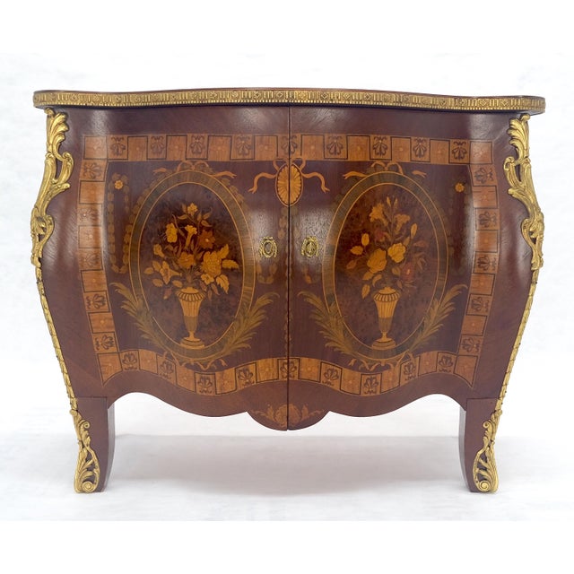 Very Fine Large Bombe Brass Mount Inlay Italian Console Dresser MINT For Sale - Image 14 of 17