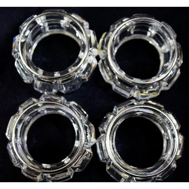 Contemporary Elegant Crystal & Silverplate Napkin Rings For Sale - Image 3 of 4