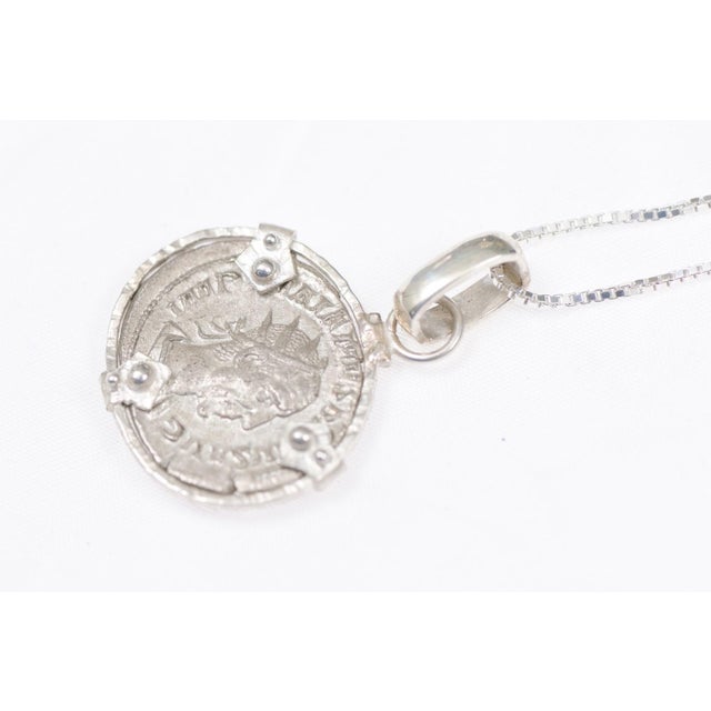Early 21st Century Roman Coin Pendant w/ Silver Trim & Bail For Sale - Image 5 of 10