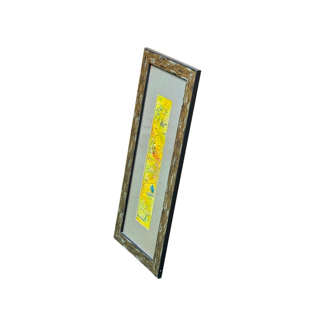Vintage Yellow Scenery Embroidered Rectangular Framed Wall Art C For Sale - Image 9 of 13