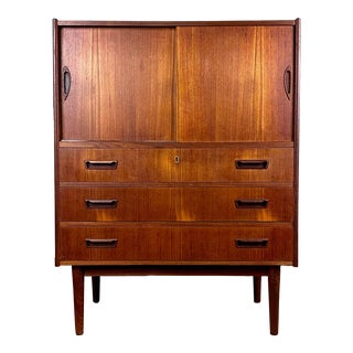 Danish Modern Teak Tall Dresser / Bar Cabinet by Gunnar Nielsen Tibergaard For Sale