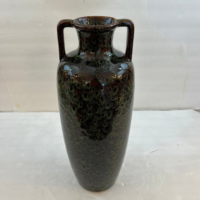 1960s Mid Century Brown and Green Speckled Ceramic Urn/ Vase For Sale - Image 5 of 9