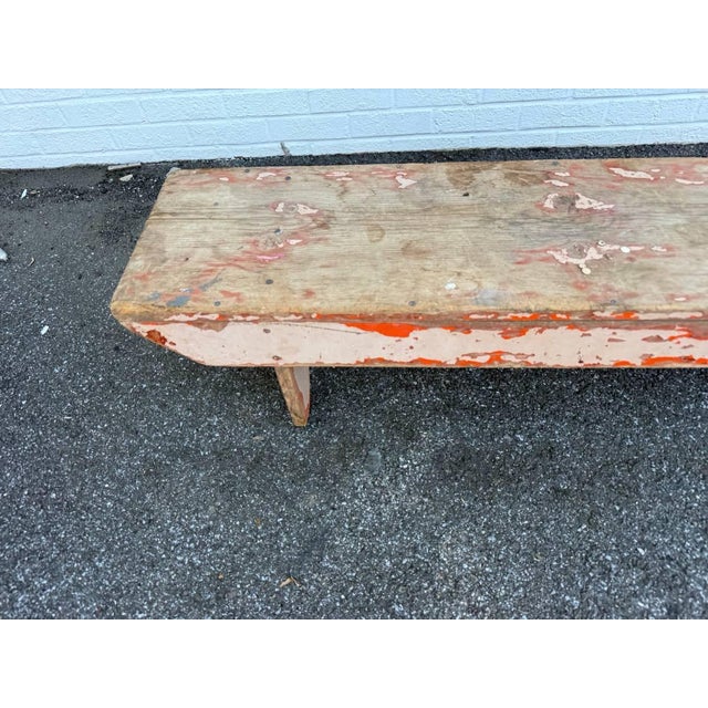 Antique Early American Rustic Style Painted Bench For Sale - Image 4 of 15