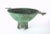 A large and sculptural double-handled centerpiece bowl in copper metal with an encrusted verdigris green patina by Marie...