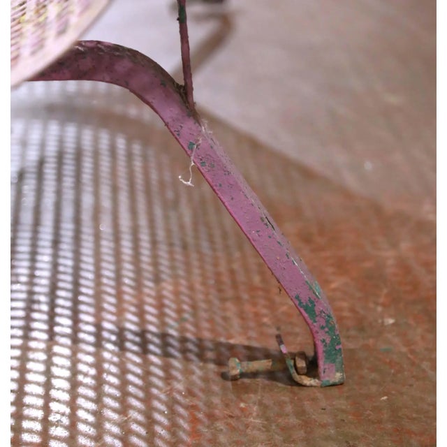 Early 20th Century French Painted Iron Garden Bench With Perforated Seat For Sale In Dallas - Image 6 of 7
