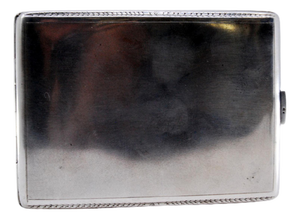 Silver Cigarette Case with Edge Borders and Hinged Lid