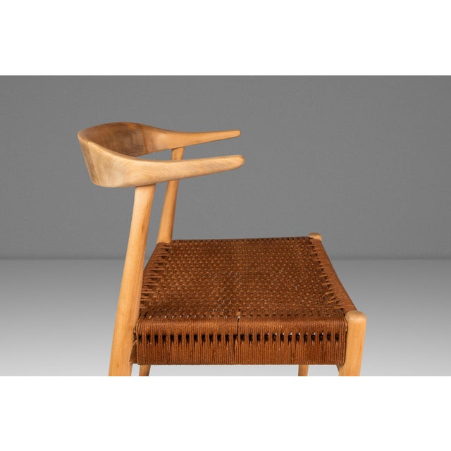 Brown Rare Mid-Century Scandinavian Modern "Horn" Desk / Accent Armchair in Beech & Paper Cord Attributed to Folke Ohllson for Dux, Sweden, C. 1950s For Sale - Image 8 of 18