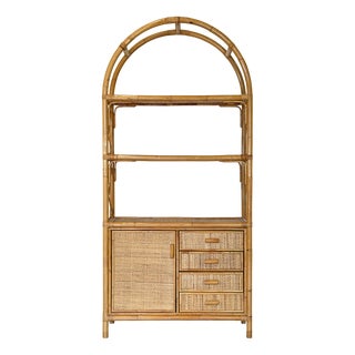 Wicker and Bamboo Bookcase, 1970s For Sale