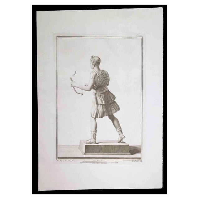 Nicola Fiorillo, Ancient Roman Statue, Original Etching, 18th Century For Sale