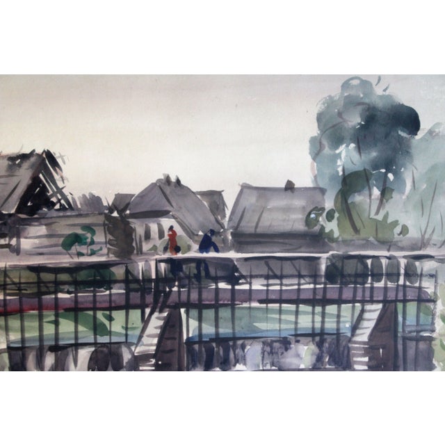 Janis Brekte, The Dam, 1959, Watercolor on Cardboard For Sale - Image 4 of 9