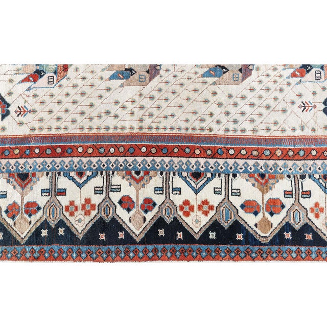 This antique Persian Malayer rug is an intriguing study in classical oriental designs and geometric abstraction, in...