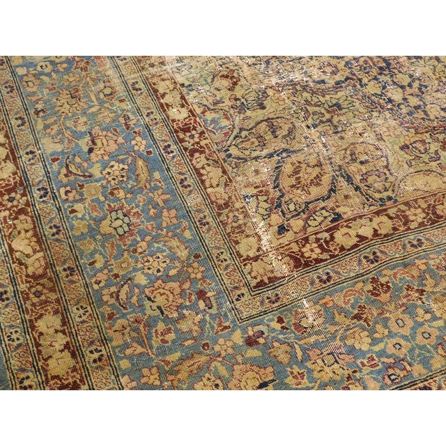 Distressed Antique Persian Kerman Rug. 7'1"x 9'7" For Sale - Image 10 of 18
