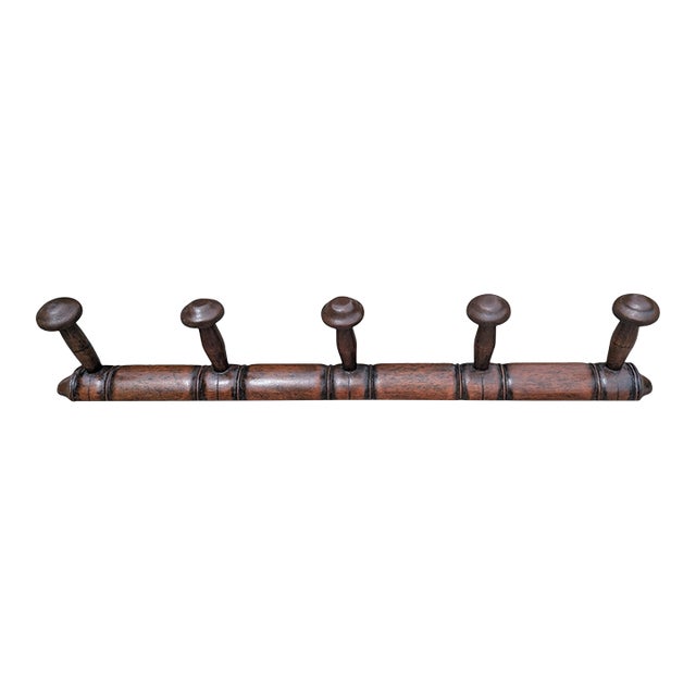 Vintage French Faux Bamboo Wooden Coat Hat Rack For Sale