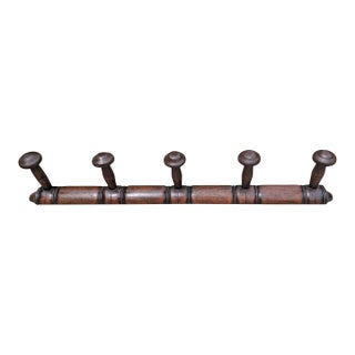Vintage French Wall Mounted Faux Bamboo Wooden Coat Hat Rack For Sale