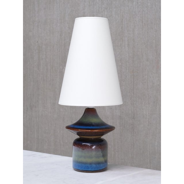 Blue Table Lamps in Glazed Stoneware by Einar Johansen for Søholm, Denmark, 1960s, Set of 2 For Sale - Image 8 of 13