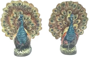 Antique Peacock Pocket Vases - A Pair
