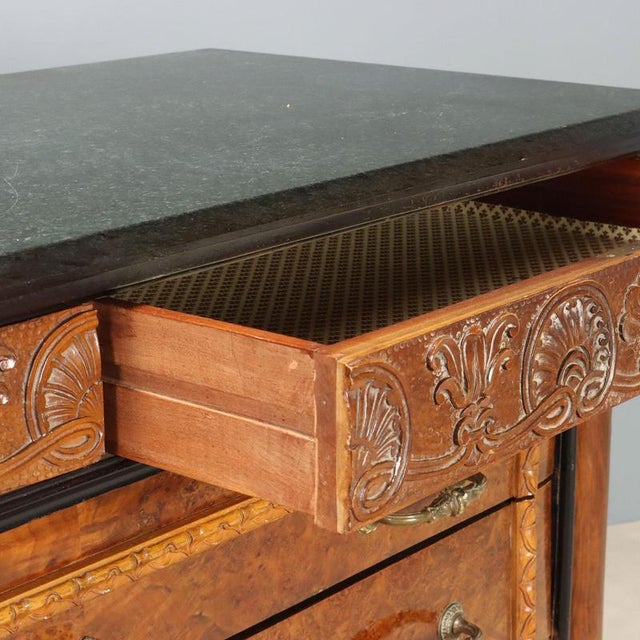 Wood Walnut and Burl Chest of Drawers with Marble Top For Sale - Image 7 of 15