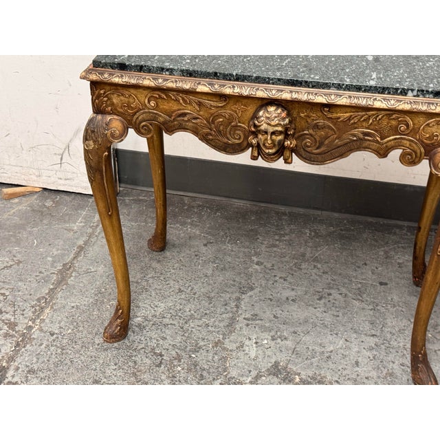 Italian Carved Giltwood Console Table + Marble Top, 19th Century For Sale - Image 11 of 12