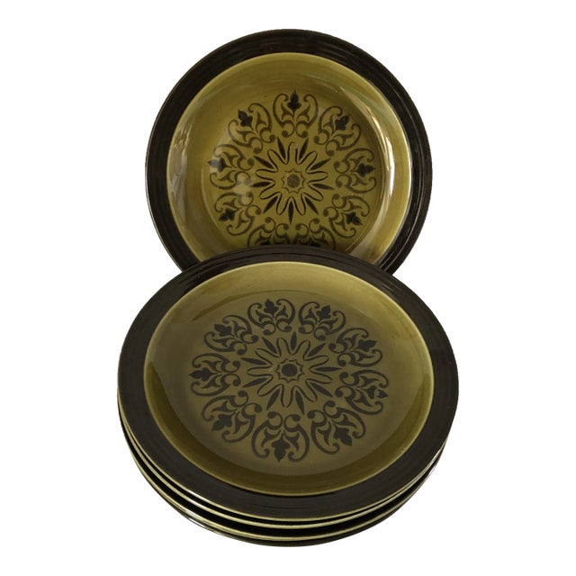 Midcentury Andre Ponche Decostone Dinner Plates S/6 For Sale