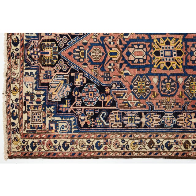 Textile 1960s Persian Malayer Hand-Knotted Wool Rugin Terracotta For Sale - Image 7 of 8