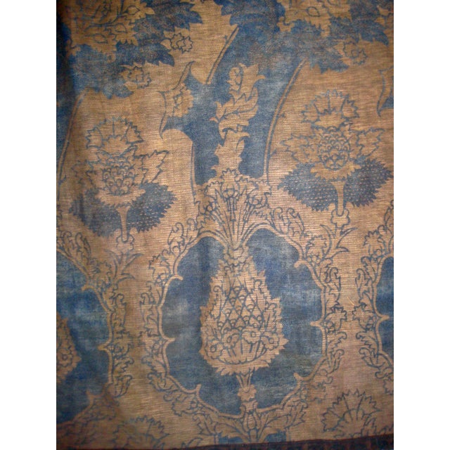 Antique Fortuny Pair of Curtains and a Valence Pair Number Two For Sale - Image 6 of 17