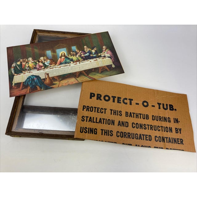 VTG Brunozetti Last Supper Trifold Wood Mirror Frame Art Religious Picture For Sale - Image 10 of 12