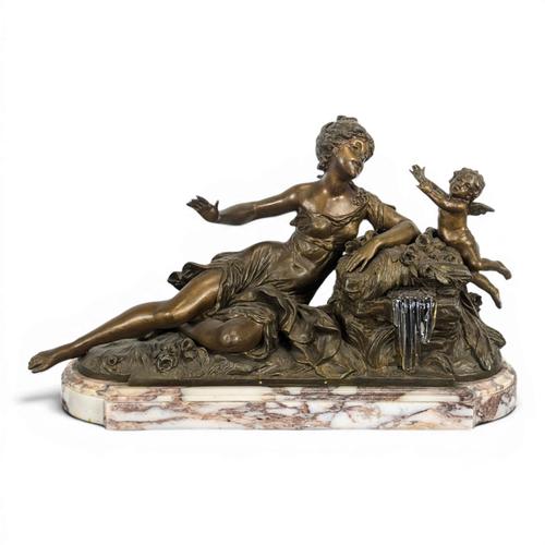 Illuminated Fountain with a Spelter and Marble Figure For Sale - Image 12 of 12