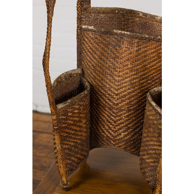 19th Century Tribal Handwoven Rattan Backpack with Inner Pockets For Sale - Image 9 of 12