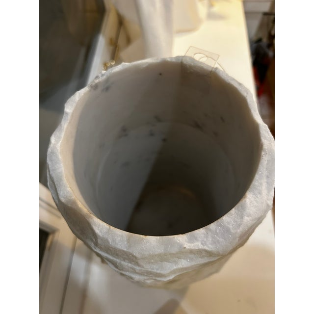 Palecek Ambrose Chiseled Marble Vase- Tall For Sale In New York - Image 6 of 7
