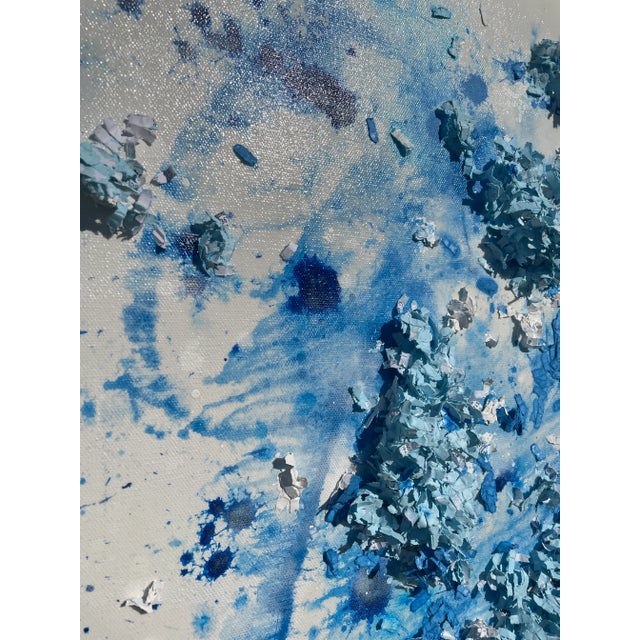 Blue Delft and Chinoiserie-Inspired Blue & White Dimensional Diptych Painting for Modern or Traditional Interiors For Sale - Image 8 of 13