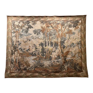 XL Vintage Continental Aubousson Landscape Tapestry For Sale