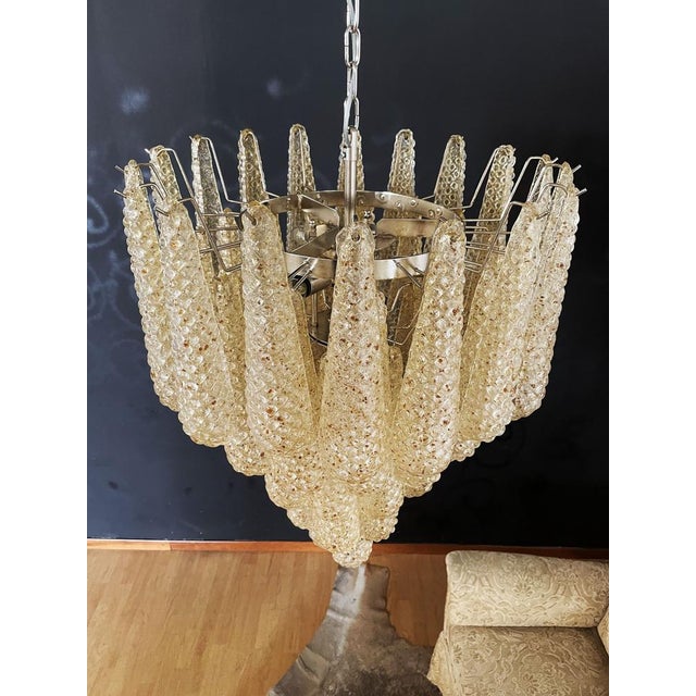Glass Italian Amber Murano Glass Chandelier with 52 Drop Petals, 1990s For Sale - Image 7 of 18