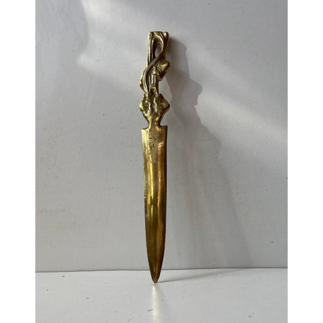 Gold Art Nouveau Leaf Letter Opener in Brass, 1920s For Sale - Image 8 of 8