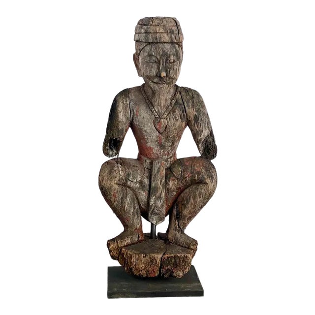1900s Southeast Asian Drummer Carving For Sale