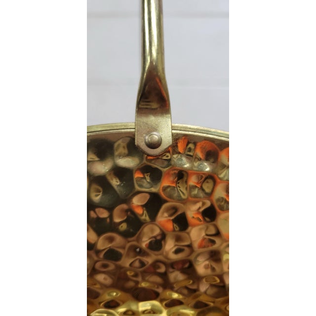 Vintage 1987 Nojhof-Zevenaar Hammered Brass Fireplace Log Holder Made in Holland For Sale - Image 9 of 11